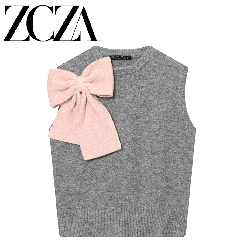 Zcza Self-Made European and American Style New Women's Fashion Versatile Cross-Border Comfortable Personalized Decorative Vest-Style Knitwear