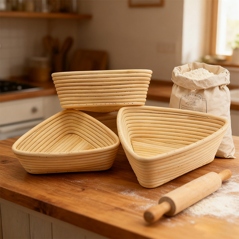 Huangtu Craft Bread Basket Triangular European Bread Basket Ring Baking Props Storage Basket Bread Fermentation Basket Huangtu Craft Bread Basket Triangular European Bread Basket Ring Baking Props Storage Basket Bread Fermentation Basket