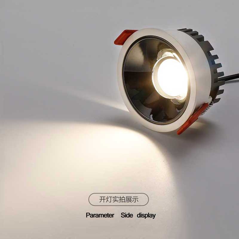 Slim-profile, narrow-beam flush-mounted ceiling LED downlight with high color rendering and ultra-thin spotlight without main light source