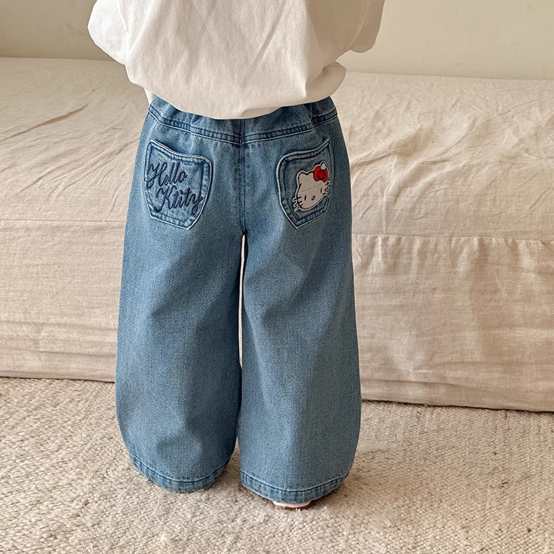 Nuevos pantalones de primavera y otoño de chicas dulces jeans de estilo extranjero pantalones casuales suaves para niños pantalones largos de primavera para bebés image 1
