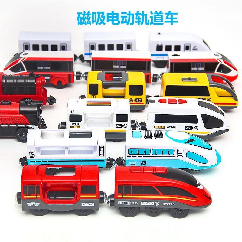 Electric train children's toy rail car magnetic suction high-speed train model wooden track Thomas locomotive