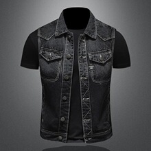 D 77162 Black Gradient Biker Vest ����ţ������ �羳��Ӧ