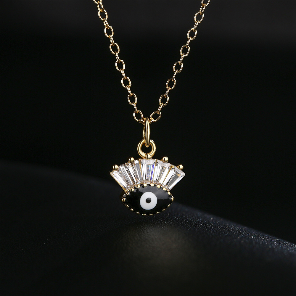 Fashion copper plated 18K gold drop oil zircon eye pendant collarbone chain