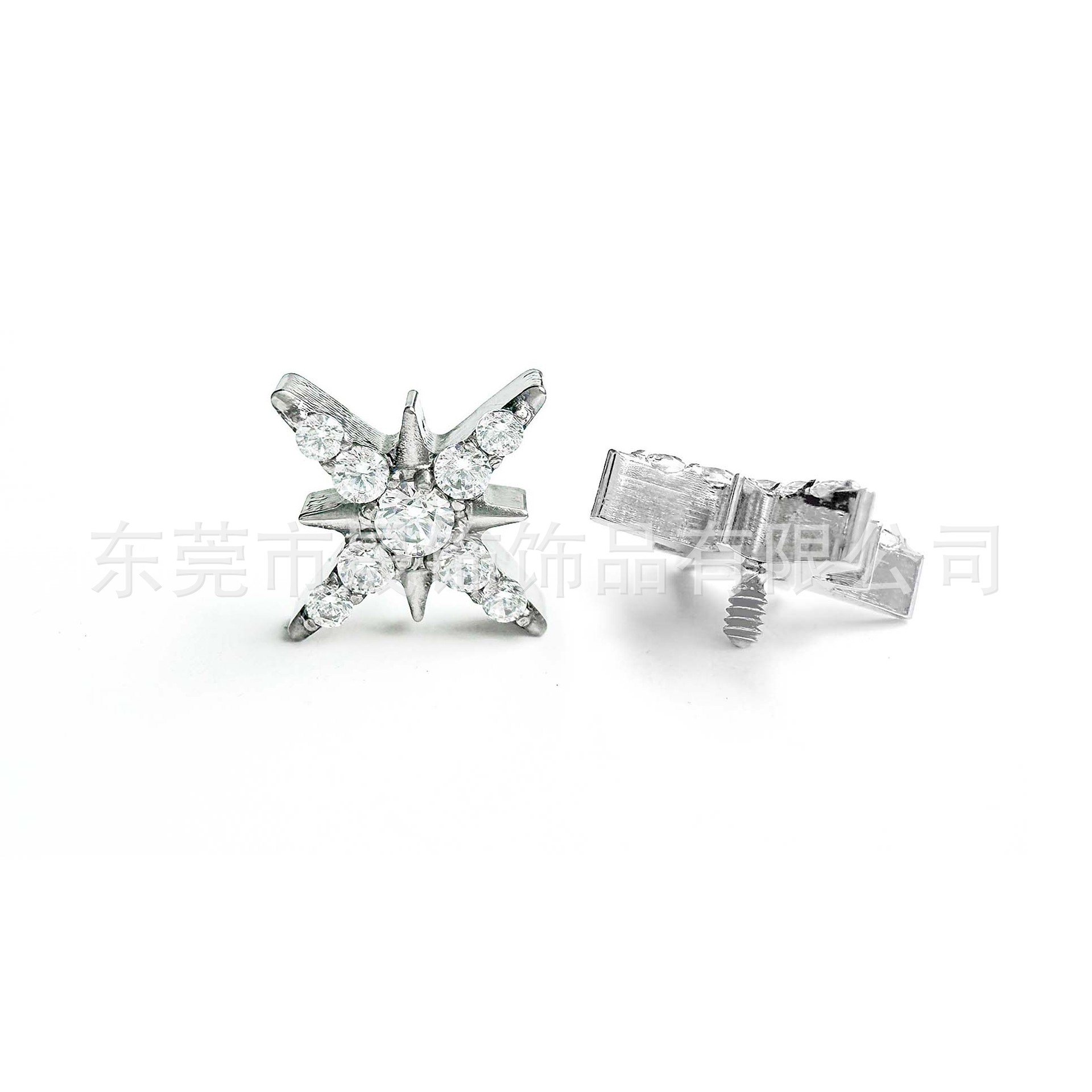 F136 Titanium 满 Diamond 八芒 Star Ear Stud 北极 Star Helix Cartilage Stud G23 Implant Grade Titanium Internal Thread Labret Stud Piercing Jewelry