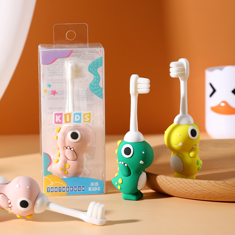 Mixuan ten thousand hair Children's toothbrush 2-6 years old baby cartoon cute dinosaur soft hair toothbrush factory wholesale