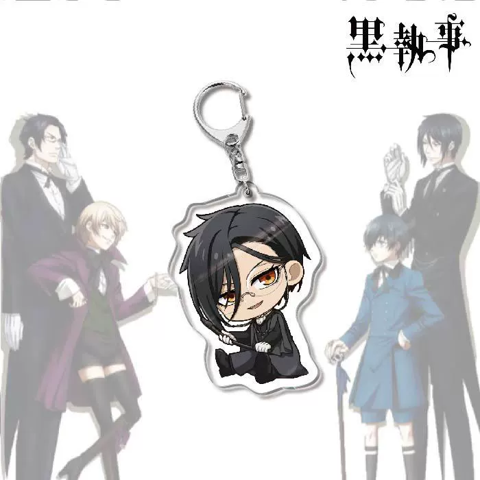 Акриловый брелок-аниме (Black Butler) Себастьян двусторонний 6 см чиби подвеска