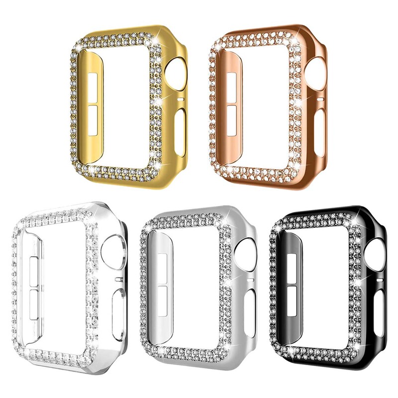for apple iwatch8 apple watch double diamond watch case iwatch7 watch protective case pc double row