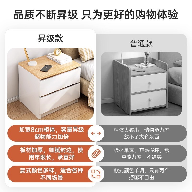 床头柜家用卧室侧边小柜子高级感简约现代小型床边柜收纳柜置物架|undefined