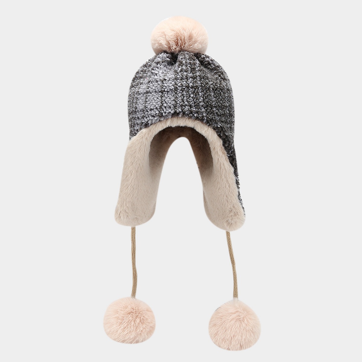 Gorros de protección para los oídos retro americano de tres bolas para mujer, sombreros de esquí engrosados a prueba de frío en otoño e invierno más gorro Lei Feng de terciopelo agradable para la piel