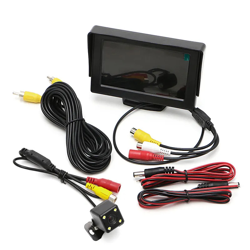 12-24V visual reversing video image car display 4.3 inch desktop display adjustable 4 lights