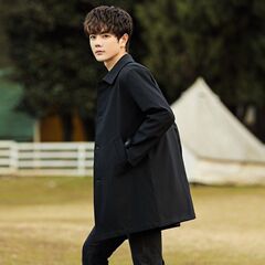 韩版风衣男中长款2025春秋新款商务休闲韩版西装薄款青年工装外套