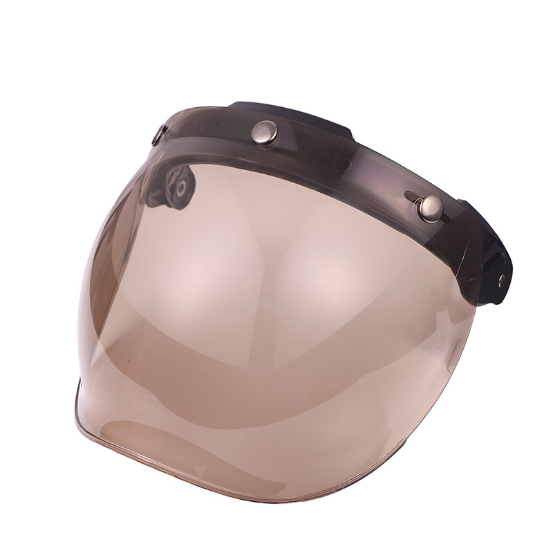 Venta caliente lente del casco de la motocicleta espejo burbuja medio casco retro casco de vuelo lente de tres botones con marco traje