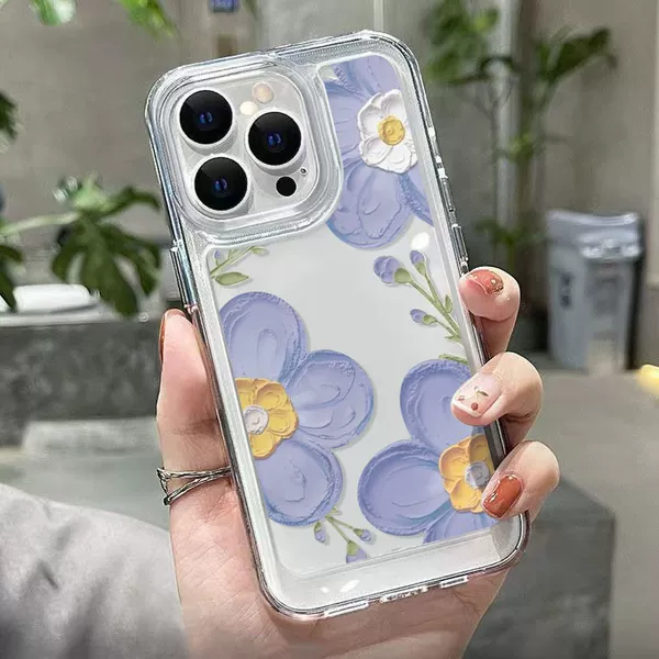 [Blue flowers with transparent white soft shell] Lens fine hole