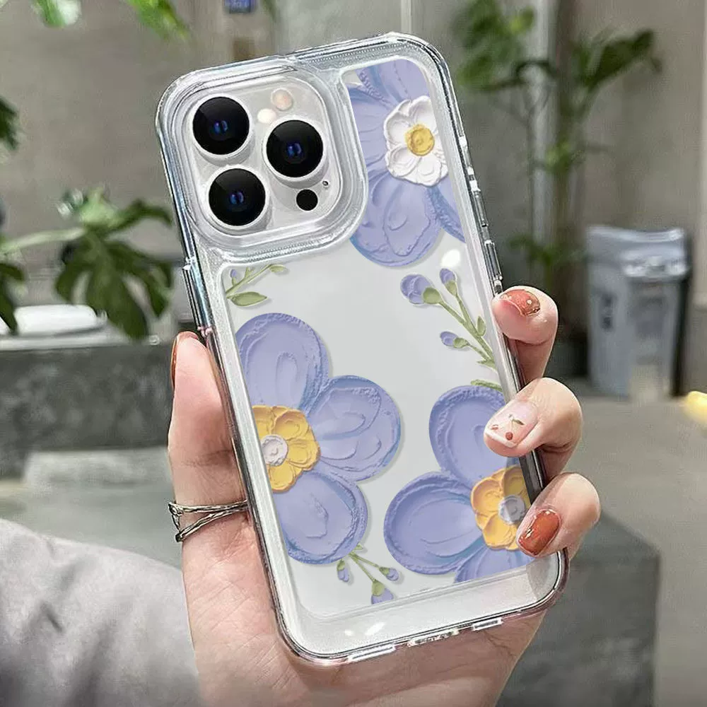 Apple, синий совместимый чехол для телефона, iPhone13 Pro, iPhone 12, защитный чехол, цветочный, iphone