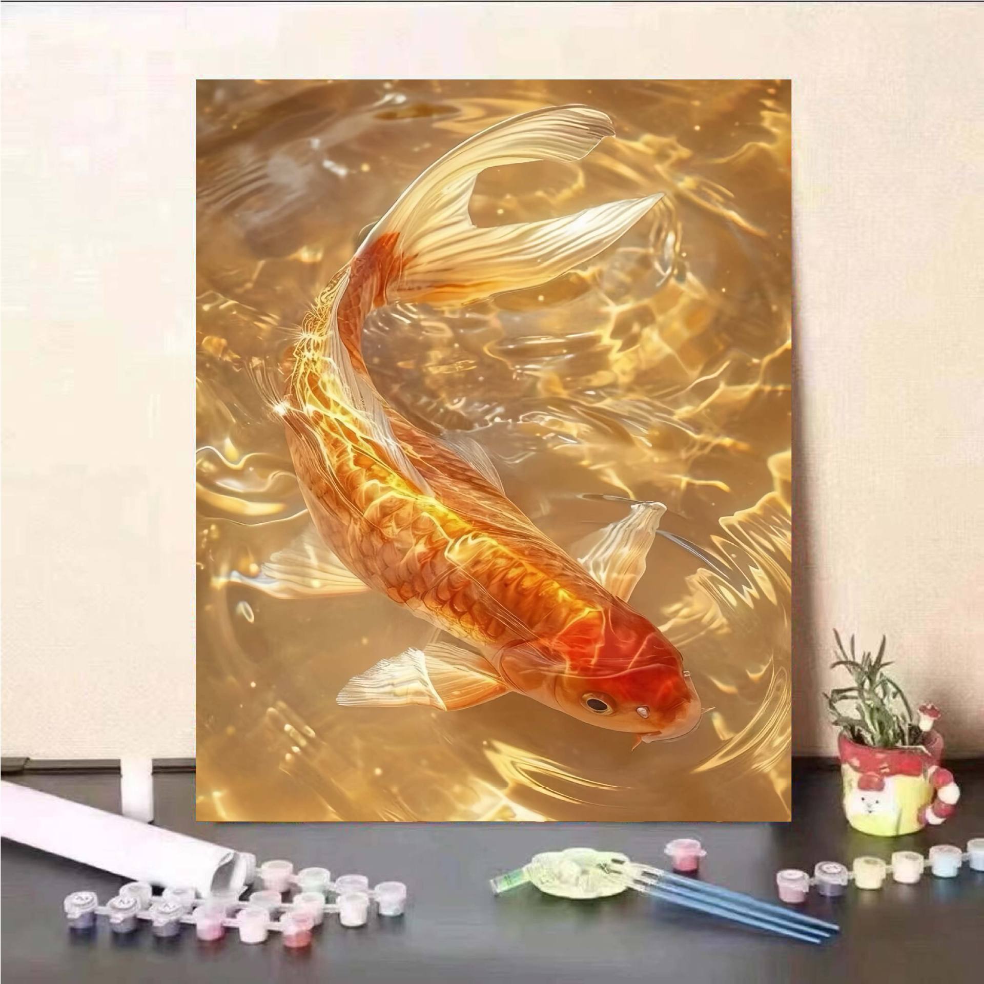 Carpa dorada significa buena pintura al óleo digital DIY buena pintura al óleo pintada a mano pintura colgante acrílica graffiti decoración pintura al óleo