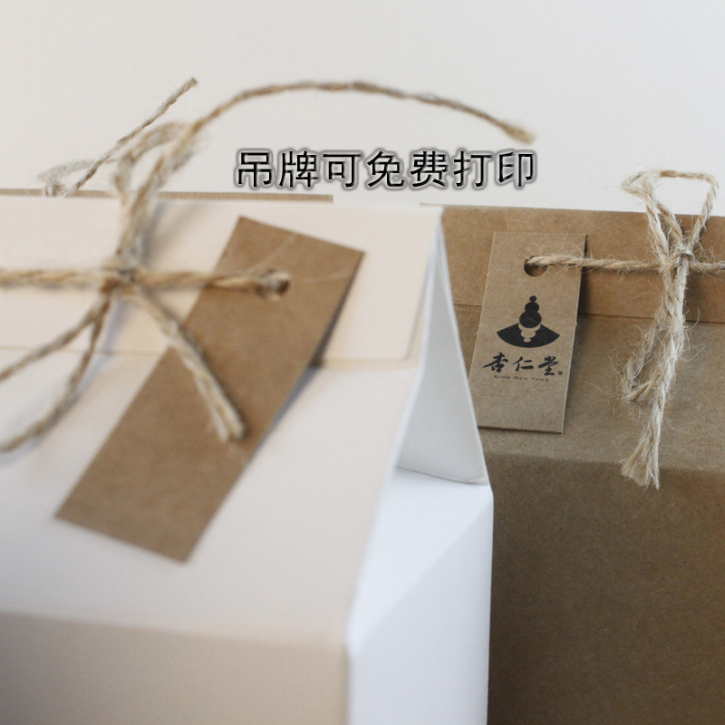 En stock Kraft caja de papel de color flor té snack cuerda de cáñamo ventana regalo portátil universal personalizado actividad caja de embalaje