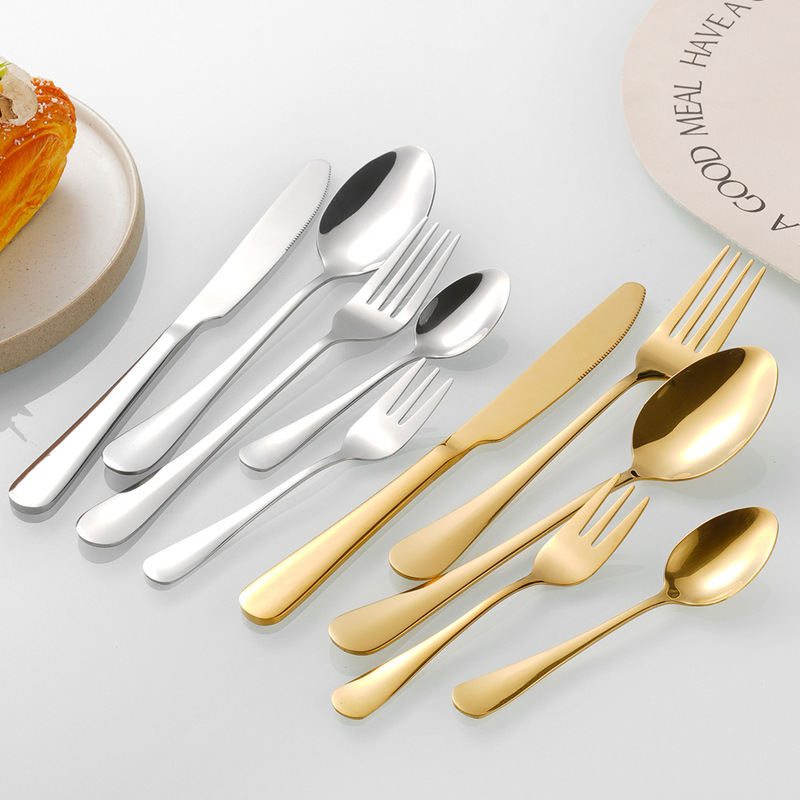 Cross-border Amazon 1010 Stainless Steel Tableware Knife, Fork and Spoon 5 Main Pieces Western Food Knife, Fork and Spoon suit Elegant