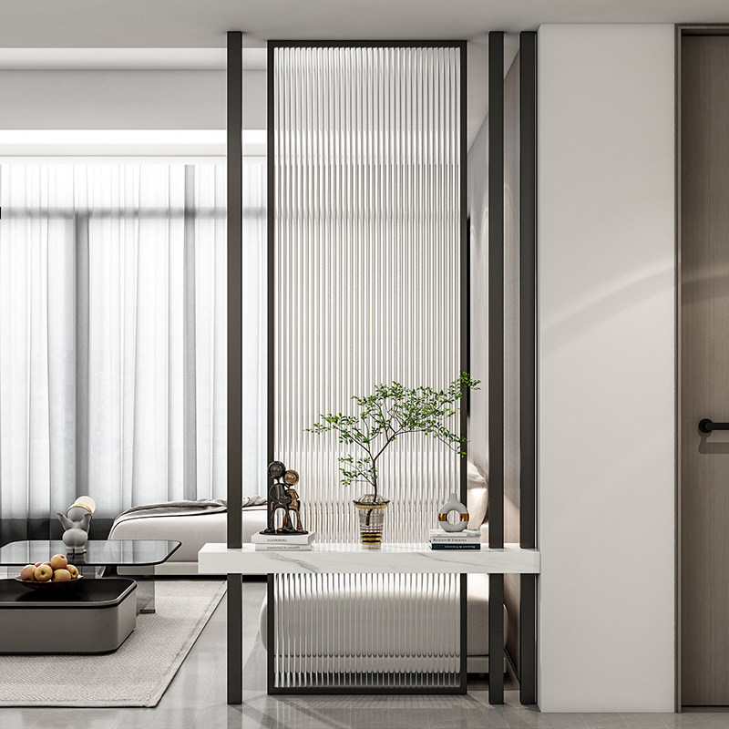 Modern Minimalist Entryway Living Room Changhong Glass Screen Partition Bathroom Divider Light Luxury Entrance Solid Wood Decorative Partition