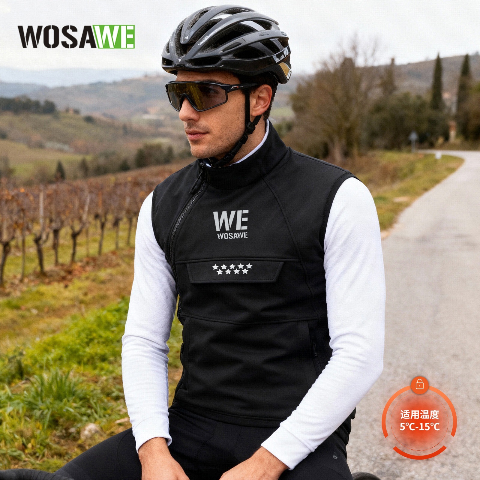 Wosawe Autumn and Winter Velvet Warm Windproof Vest Multi-Flap Pocket Pants Retro Cold-Proof and Water-Repellent Sleeveless Jacket