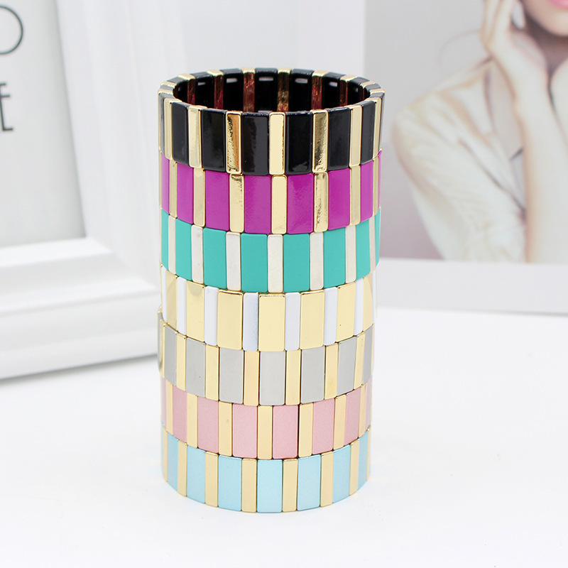 Amazon hot wholesale fashion exquisite alloy color paint bracelet DIY bohemian trendy bracelet