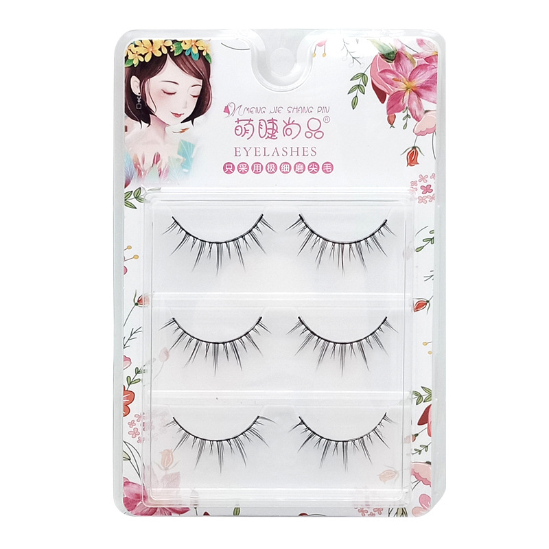 Cinco pares de pequeños demonios cuidadosamente seleccionados, pestañas postizas afiladas, tallos transparentes, estilos cruzados naturales, maquillaje desnudo, pestañas A01