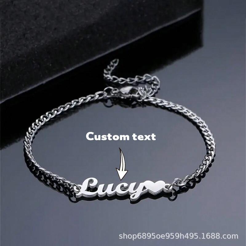 [Private Customization] Custom Stainless Steel DIY Private Custom Bracelet Vacuum Electroplating 18K Bracelet English Text