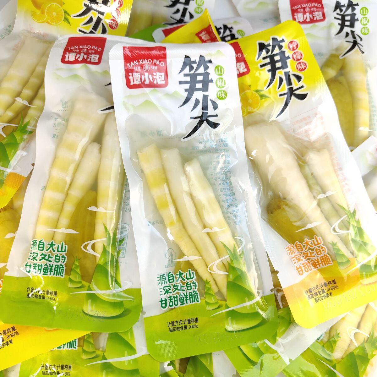 谭小泡山椒柠檬泡椒笋尖500g开袋即食辣竹笋脆笋酸辣笋独立小包装