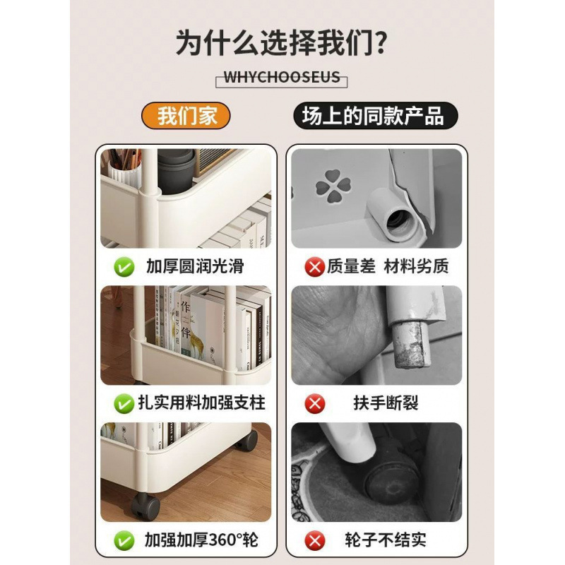 本の棚の机の下のかばんの物置棚の事務室のワゴンの移動式のテーブルの上で間食の家庭の良いものを置いて収納します。|undefined