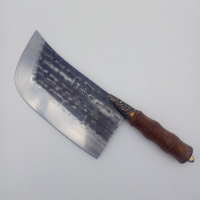 Longquan kitchen knife handmade forging boutique kitchen knife stainless steel slicing knife round head special offer factory straight hammer pattern household kitchen knife