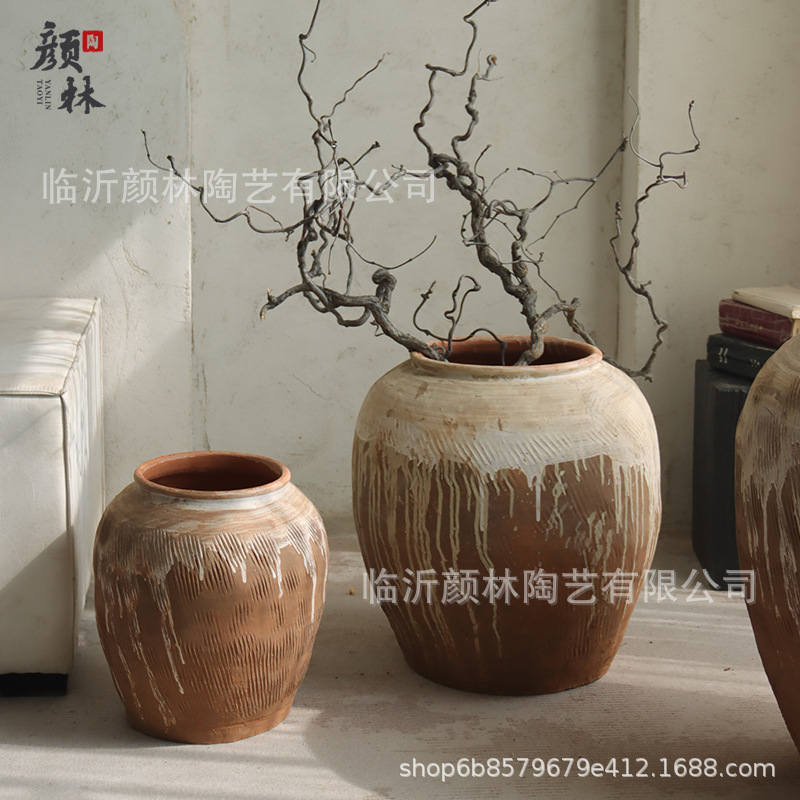 Tarjeta de cerámica retrógrada gran maceta de cerámica gran maceta de cerámica decoración gran tarjeta de cerámica de cerámica local hotel de alojamiento suave maceta de cerámica