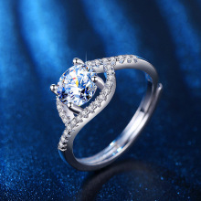 新款韩国东大门戒指女创意蛇型1克拉莫桑石戒指订婚结婚指环批发