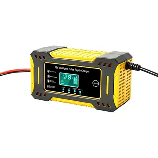 跨境12V6A摩托车电瓶充电器汽车电频充电器12V智能修复电池充电器