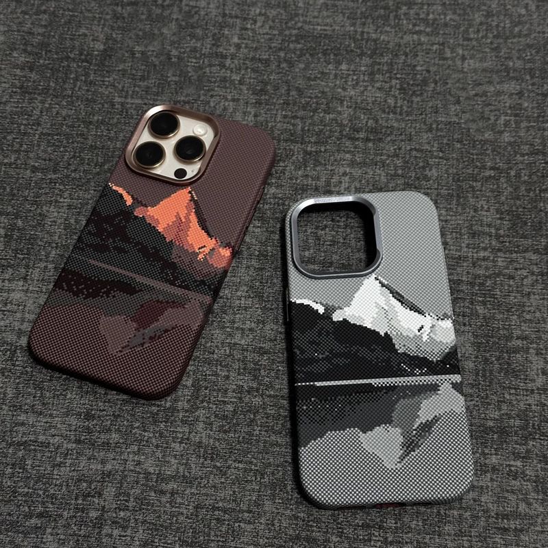 iPhone17promax用ケース ケブラーパターン マグネット式 Apple17 メタルレンズ PC保護ケース16|undefined