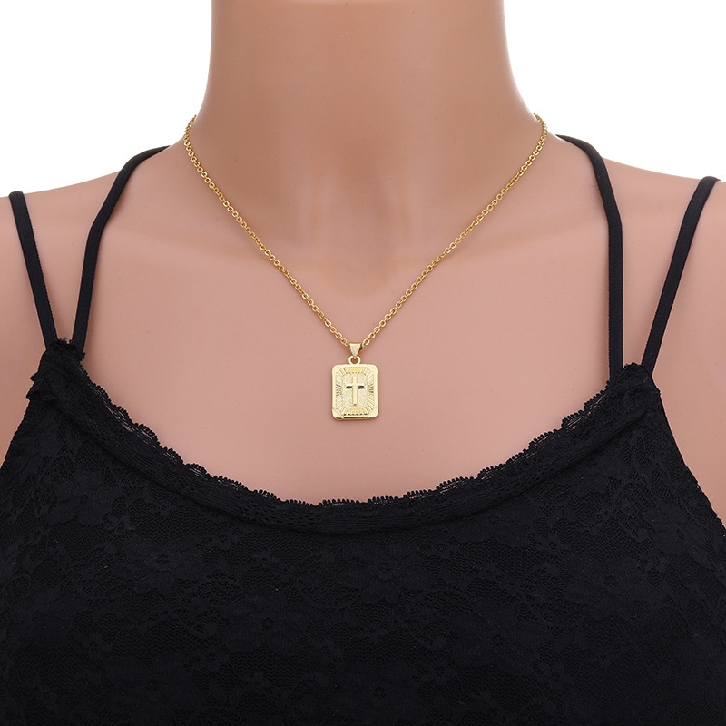 Copper Pendant Material Pendant Necklace Classification 304 Stainless Steel Chain Material Copper Simple Style Plating Geometric Pendant Necklace