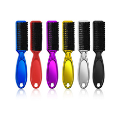Retro oil head brush, beard brush, double-head comb broken hair brush, color electroplated broken hair brush, multi-color plastic handle cleaning brush