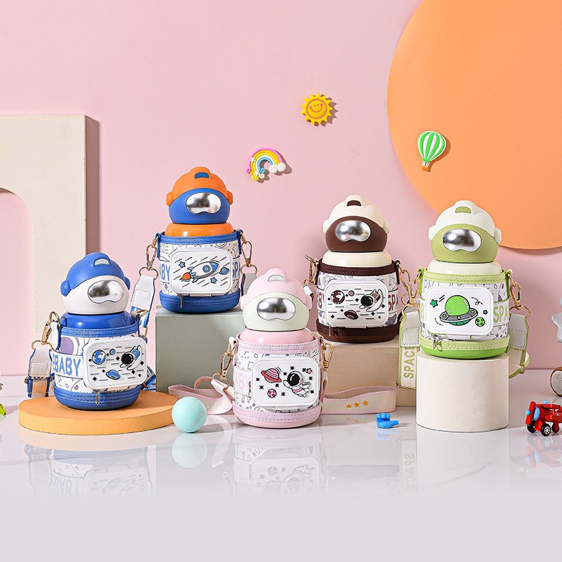 Alimentos de grado 316 acero inoxidable para niños tazas de aislamiento de calor tazas de rebote portátiles al aire libre tazas de paja de caída tazas de dibujos animados tazas de vientre