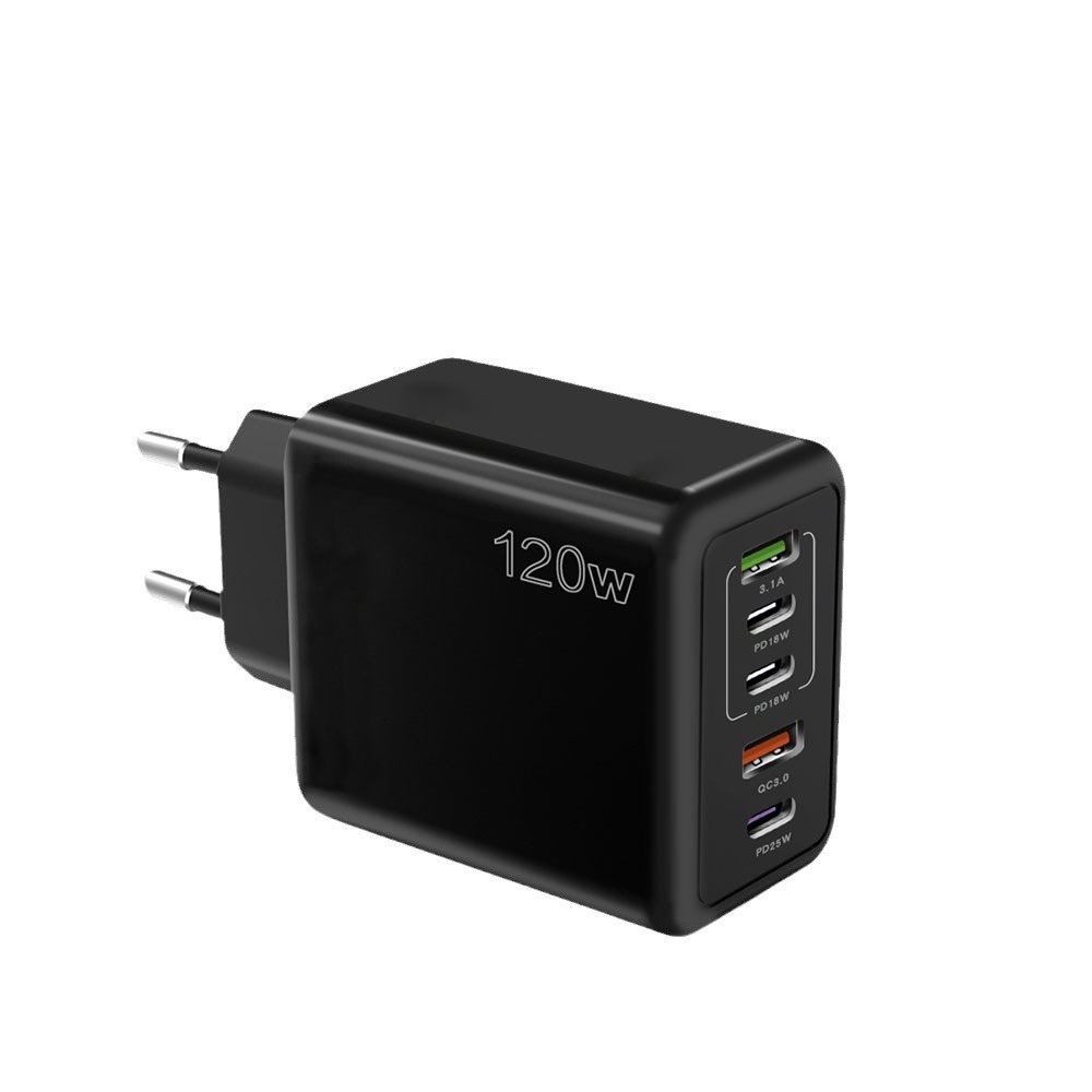 Certificado CE 120W cabezal de carga rápida para teléfono móvil tipo C europeo, americano y británico PD USB adaptador multipuerto cargador de tableta