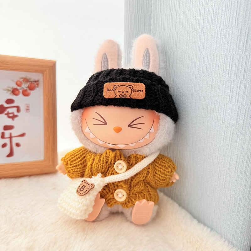 Solo ropa] Llavero de primera y segunda generación Labubu colgante de ropa Rabubu ropa de bebé suéter de punto traje de sombrero