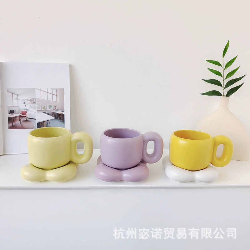 Cute coffee ceramic handle with glass, for beloved