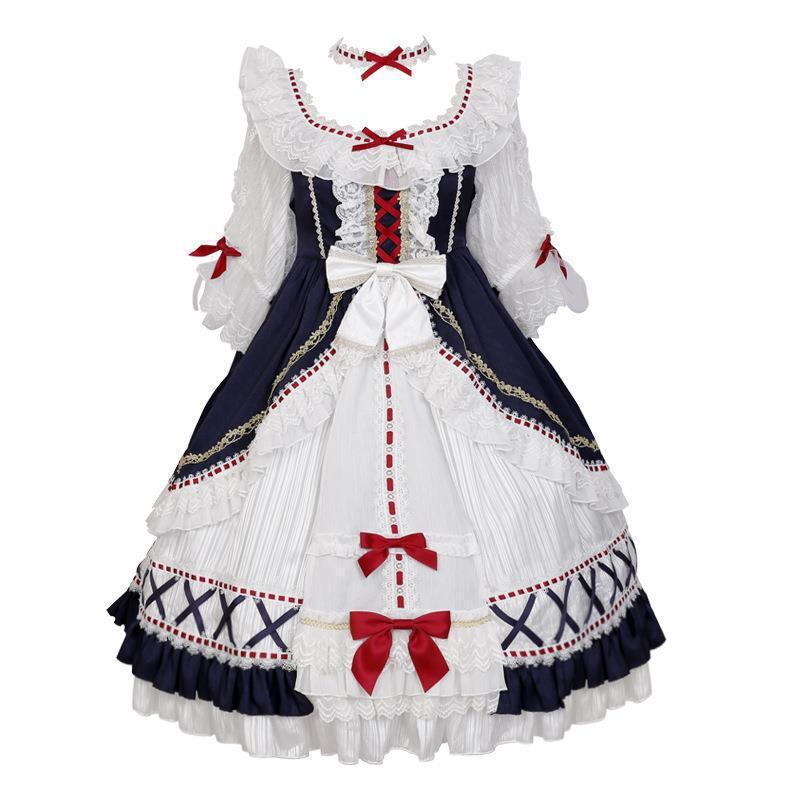 オリジナル宮庭白雪姫ロリータ女性半袖ワンピース日常かわいいLolita甘いスカート6345|undefined