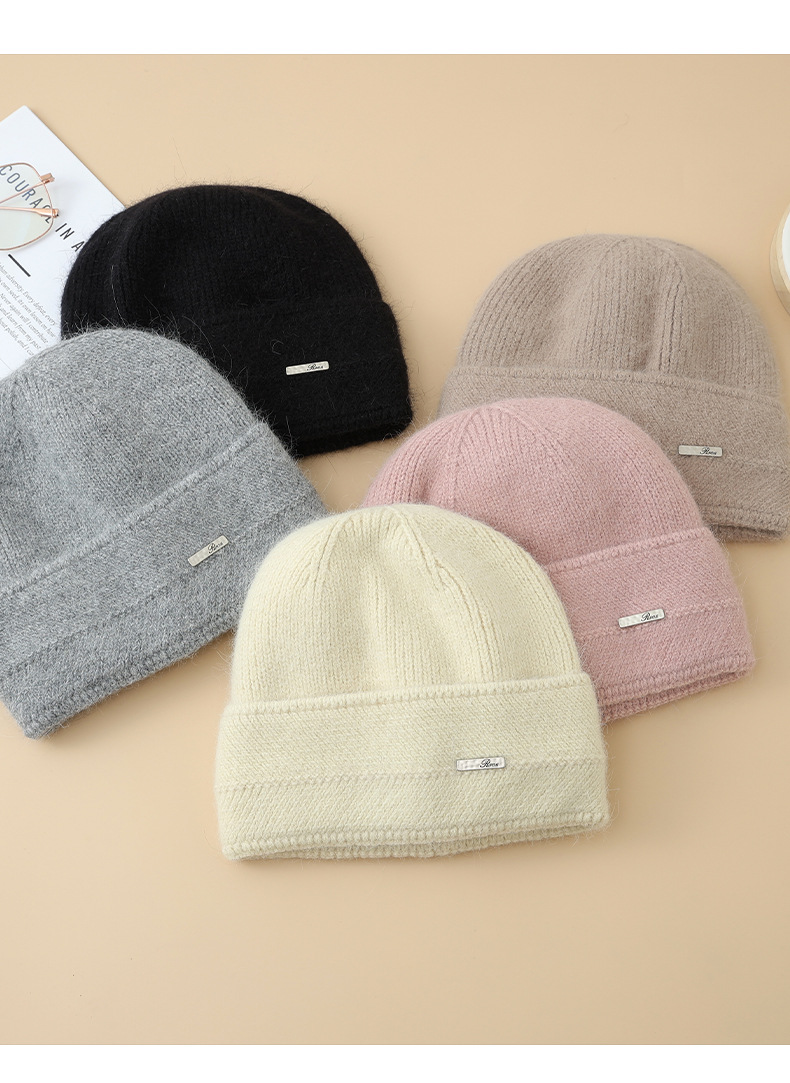 Japanse stijl voor vrouwen, herfst en winter, veelzijdige, dikke, warme, koudebestendige gebreide muts, afslankend voor het gezicht en de oren_voghion.com