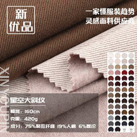 星空大斜纹 420克TR加厚秋冬磨毛针织布料 外套毛呢大衣裤子面料