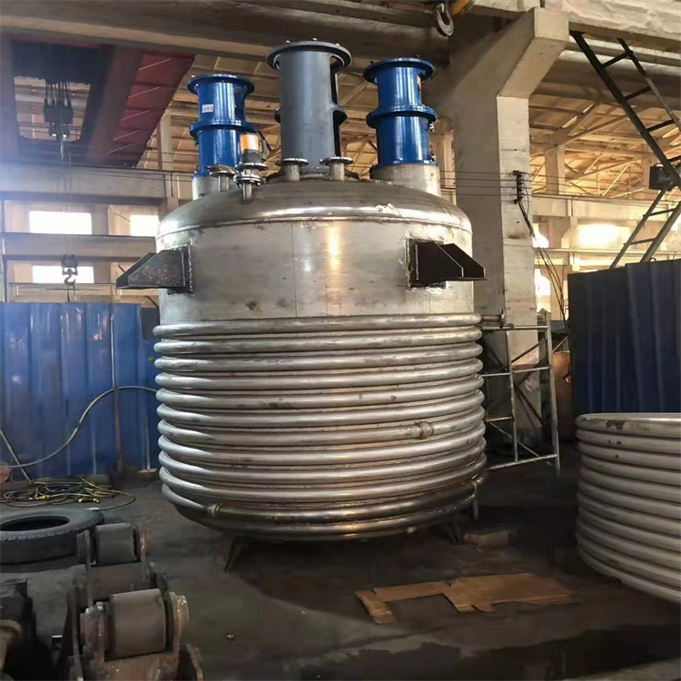 二手加热油、蒸汽不锈钢内外盘管反应釜 二手夹套不锈钢反应釜