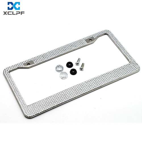 Amazon stainless steel license plate frame with diamond license plate frame US standard diamond license plate frame modified black pink and white diamond license plate holder