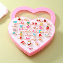 跨境热销儿童戒指环LOVE水钻首饰可爱公主饰品盒装手饰