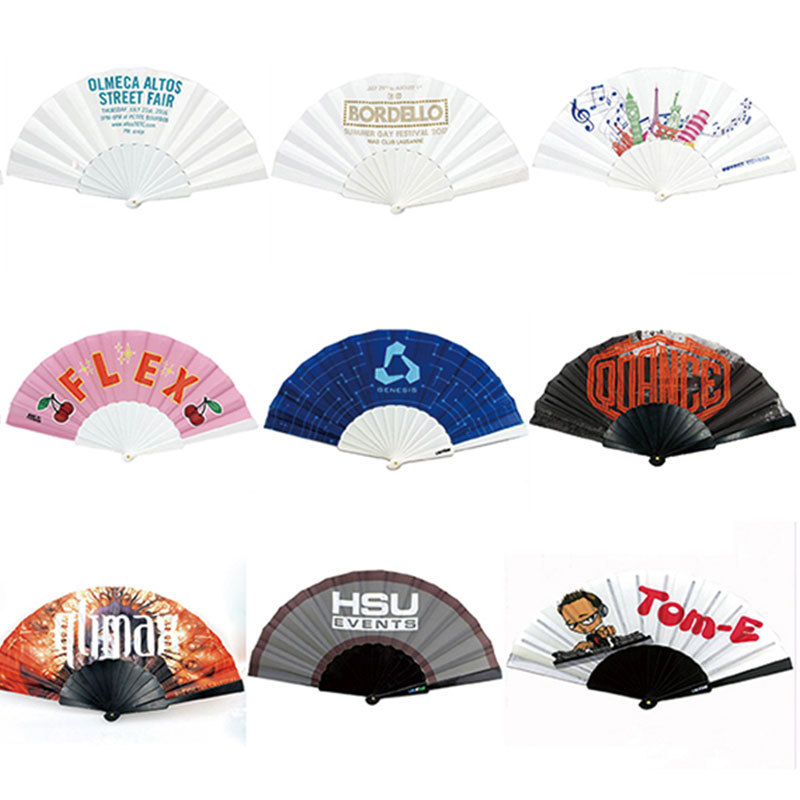 Ventas de conciertos de promoción de bienes raíces ventilador plegable de plástico ventilador publicitario de papel de Oxford