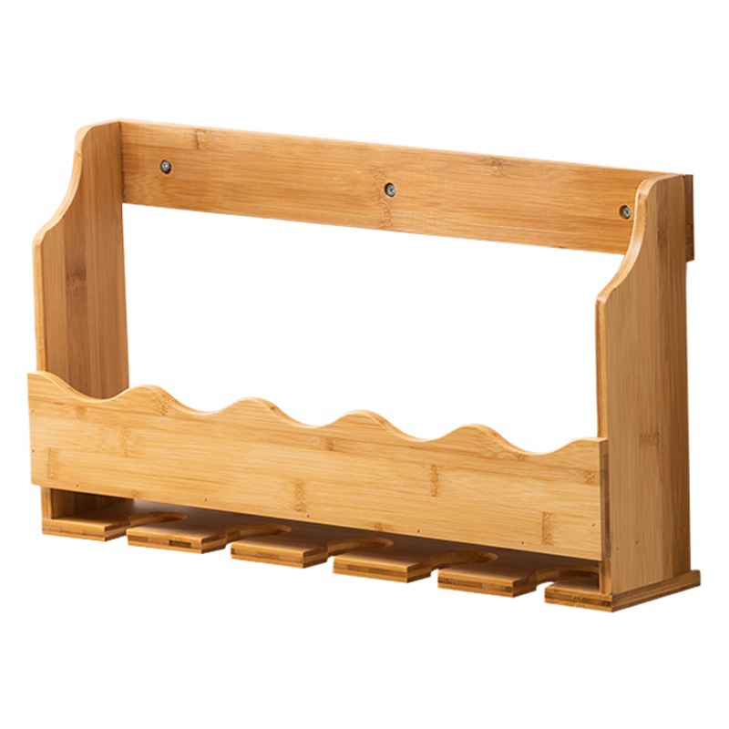 Montado en la pared vino estante vino gabinete restaurante montado en la pared simple vino vidrio almacenamiento estante bambú pequeño estante de almacenamiento