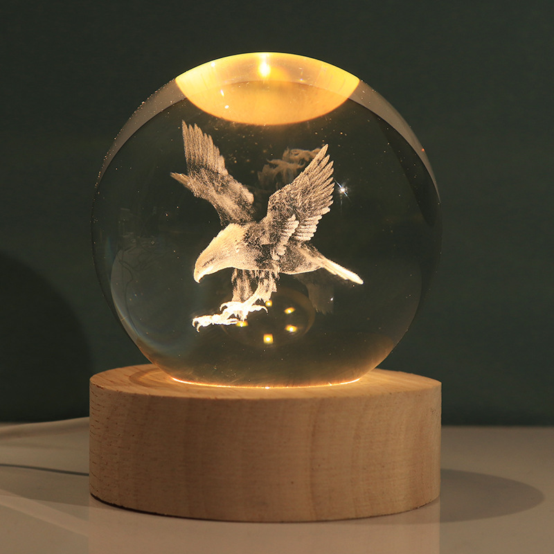 Lámpara decorativa 3D con bola de cristal – figura luminosa de Stitch, regalo creativo y luz nocturna