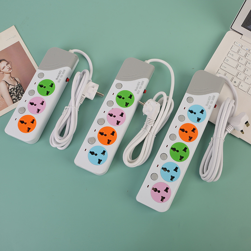 Comercio exterior enchufe de cinco interruptores múltiples bolsas estándar británico estándar europeo estándar americano colorido