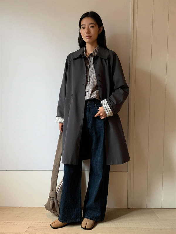 MOXI 十三行女装2025秋季新款韩版高级感翻领中长款女式风衣外套|undefined